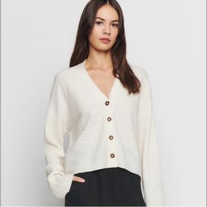 Reformation Trieste Regenerative Wool Cardigan, Arctic, XS
